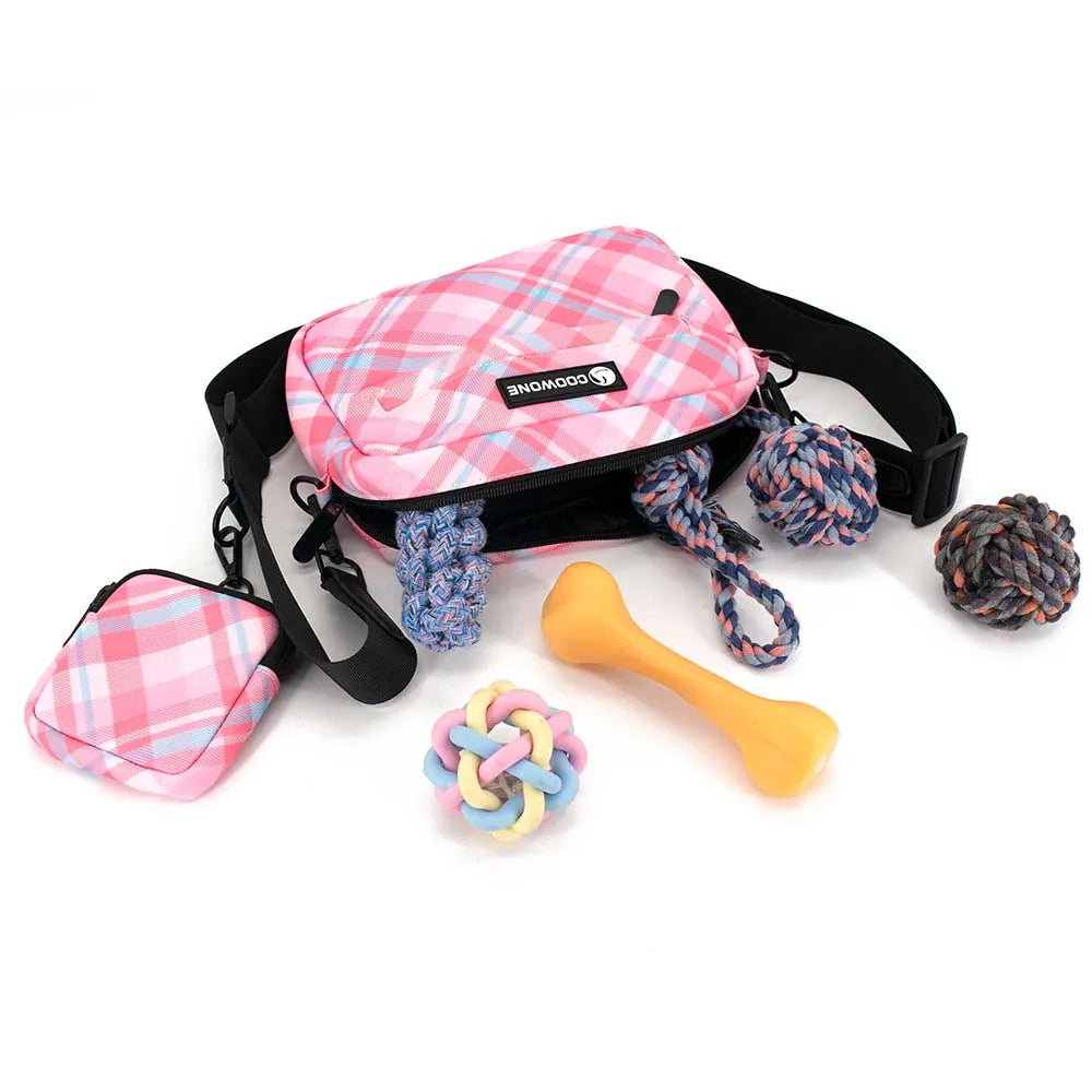 Dog Treat Pouch Waterproof Pet Training Treat Pouch Built-in Poop Bag Dispenser with Adjustable Shoulder Strap for Training