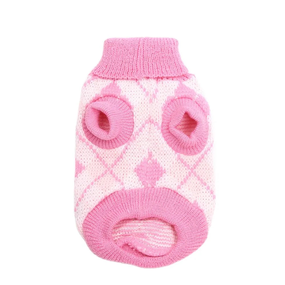 Dog Cat Argyle Sweater Hoodie Pet Puppy Coat Jacket Autumn/Winter Apparel 5 Colours 6 Sizes