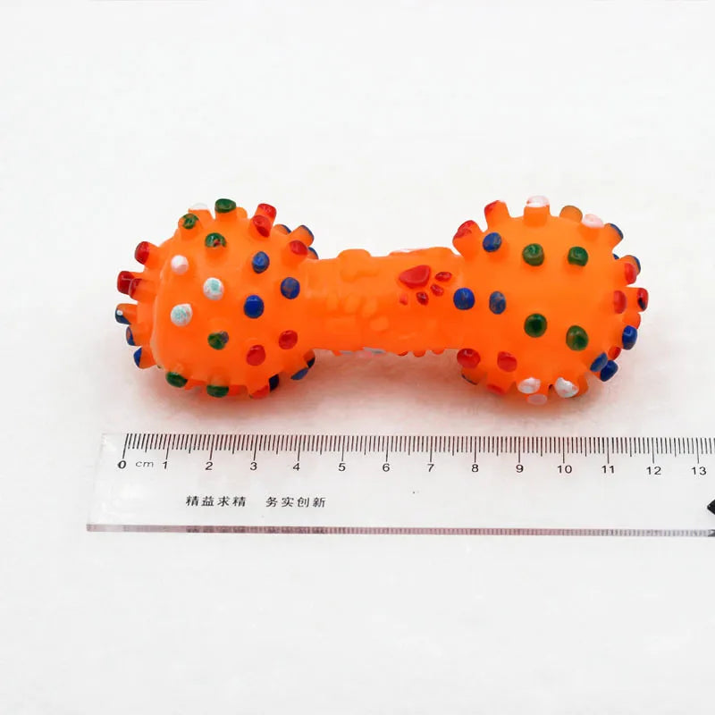 1pcs Pet Dog Cat Puppy Sound Polka Dot Squeaky Toy Rubber Dumbbell Chewing Funny Toy