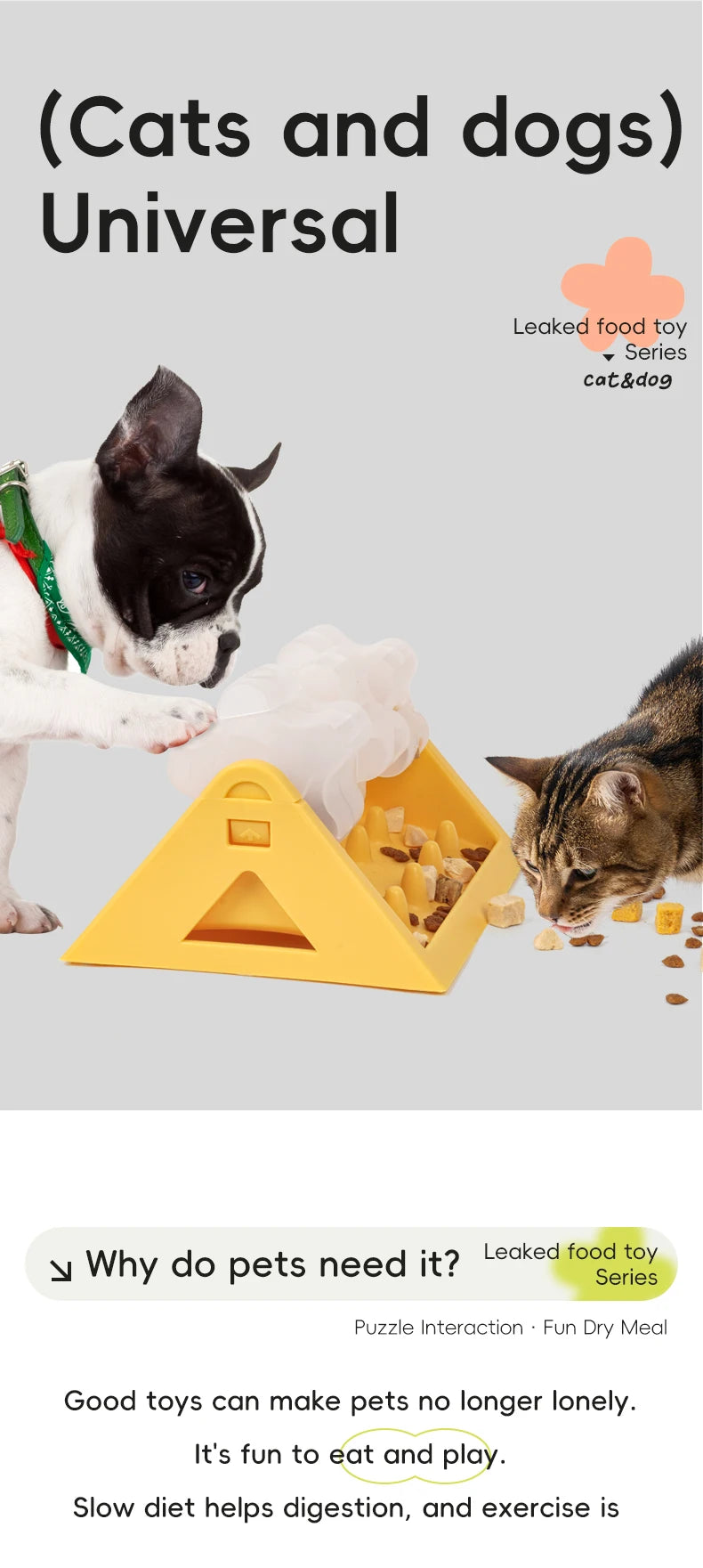 Pet Slow Feeder Dog Puzzle Feeder Treat Dispensing Toy for Dogs cats Training Interactive Rotating Food Toys Fun Pet Supplies