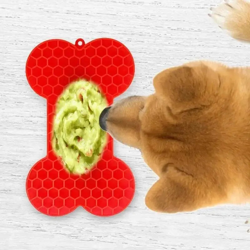 Bone-Shaped Silicone Dog Lick Pad - Relieve Boredom & Anxiety with Delicious Treats!