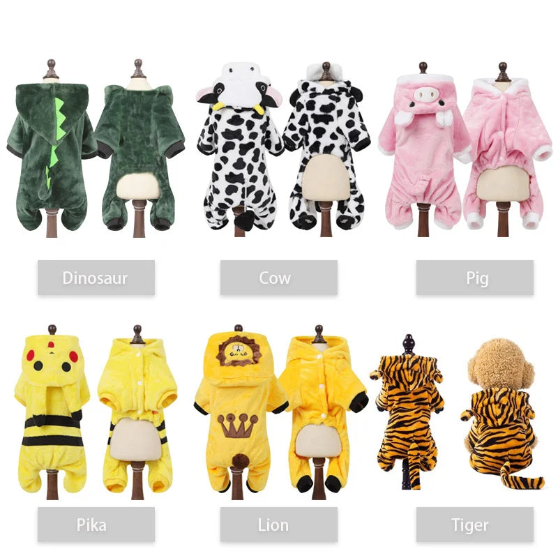 Halloween Pet Dog Clothes Soft Warm Fleece Dogs Jumpsuits Pet Clothing For Small Dogs Puppy Cats Hoodies Yorkshire Costume Coats