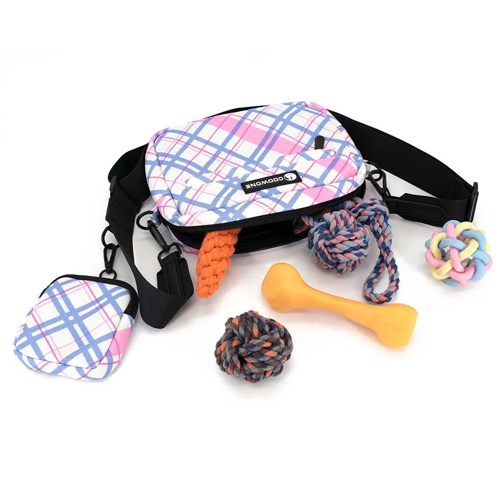 Dog Treat Pouch Waterproof Pet Training Treat Pouch Built-in Poop Bag Dispenser with Adjustable Shoulder Strap for Training