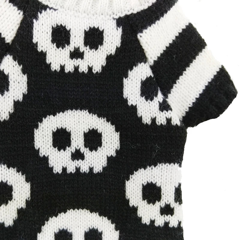 Halloween Dog Sweater Costume Skull Pumpkin Holiday Clothes Chihuahua Teddy for Small Medium Large Dog Cat Autumn Winter Warm