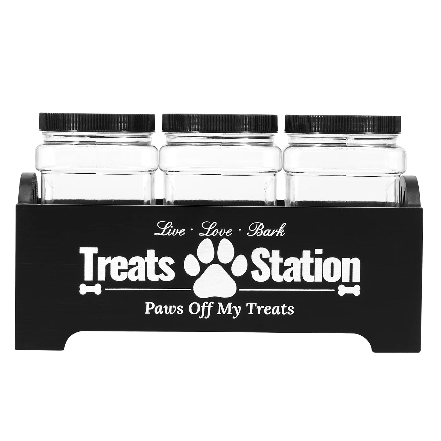 3Pcs Pet Food Storage Container Cat Dog Treat Jars With Wood Holder Pet Snack Storage Organizer For Dog Cookie Cat Treats NEW