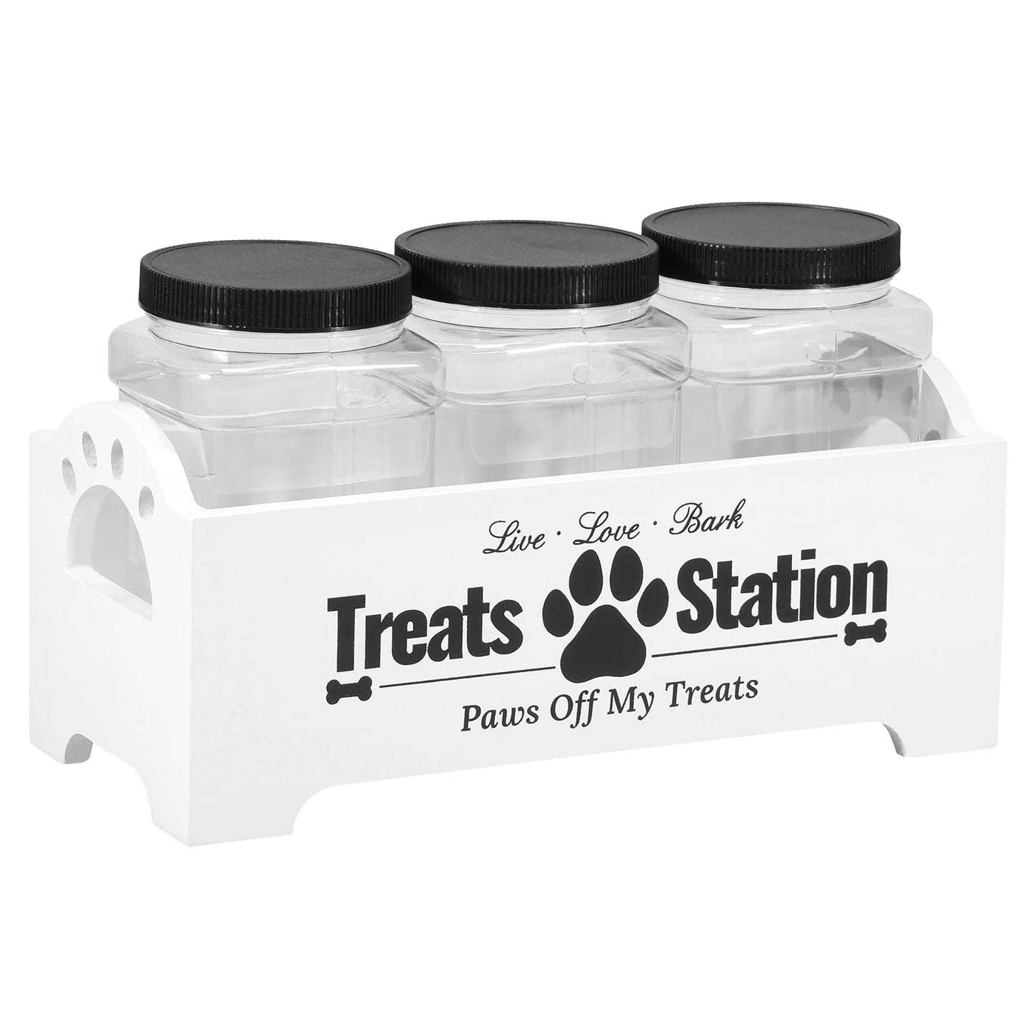 3Pcs Pet Food Storage Container Cat Dog Treat Jars With Wood Holder Pet Snack Storage Organizer For Dog Cookie Cat Treats NEW