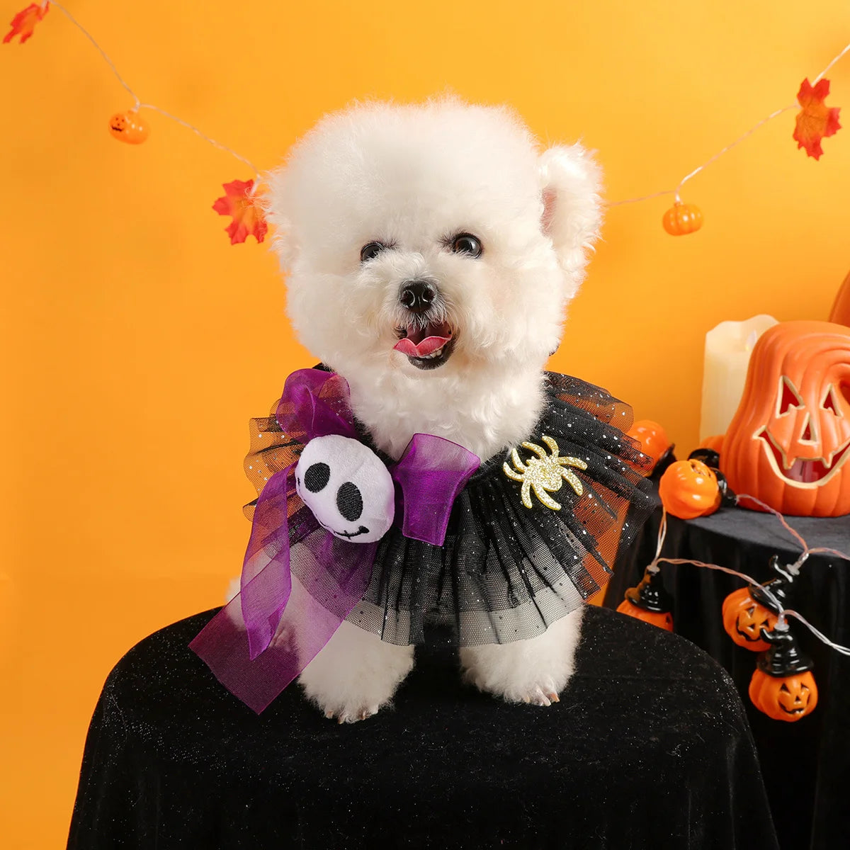 Halloween Cute Pets Are A Must-have! Dog Cat Ghost Spider Gauze Scarf, Super Eye-catching, Exquisite Pet Accessories