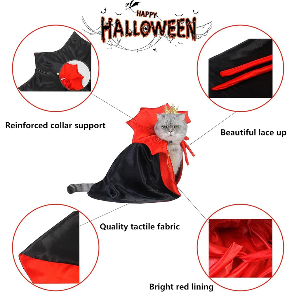 Halloween Pet Cosplay Vampire Costumes for Small Cats Dogs Cape Kitten Puppy Dress Kawaii Clothes Holiday Photo Props Gift
