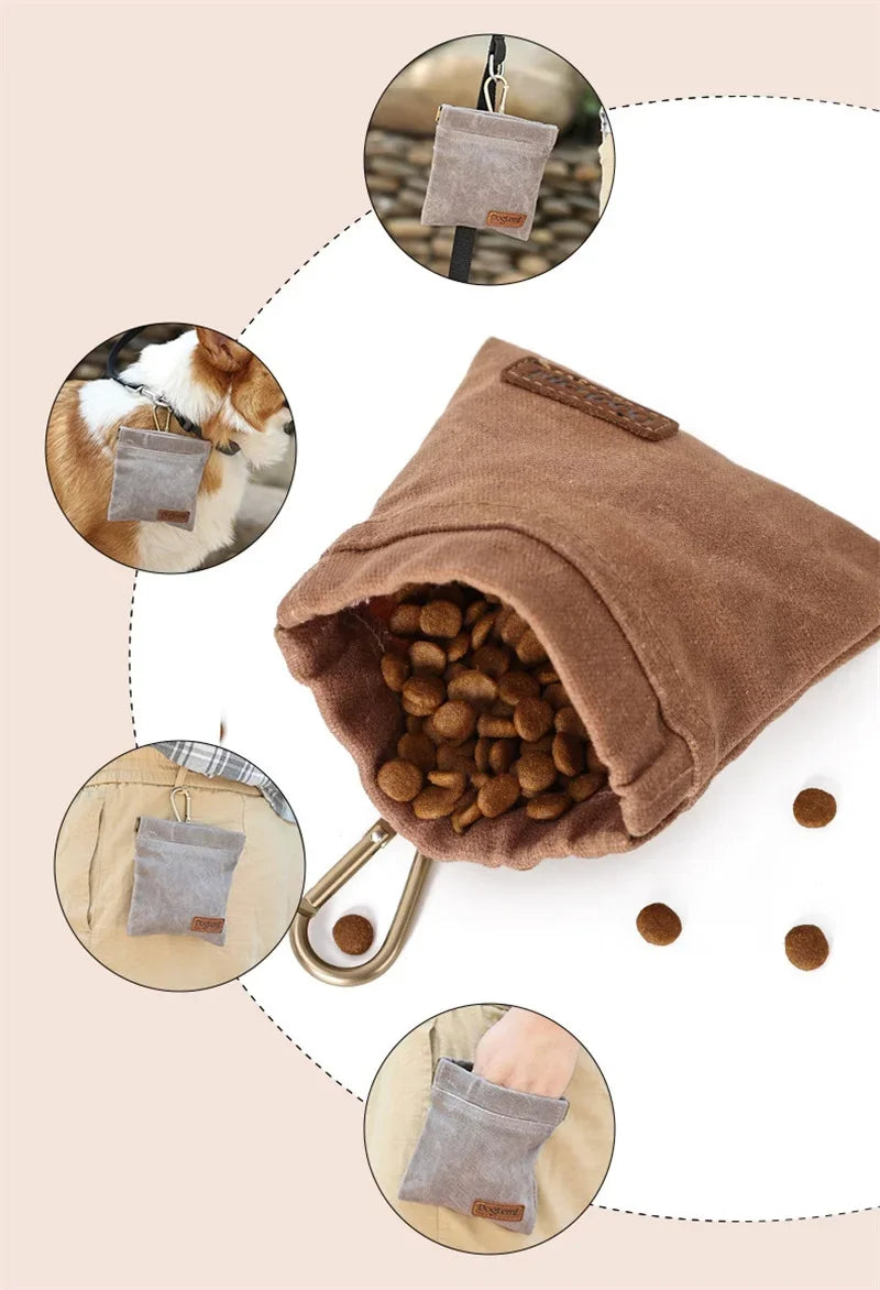 Walking Dog Snack Pocket with Carabiner Hands Free Pet Treat Bag Waist Pack Storage Pouch Dog Puppy Training Bag Food Reward