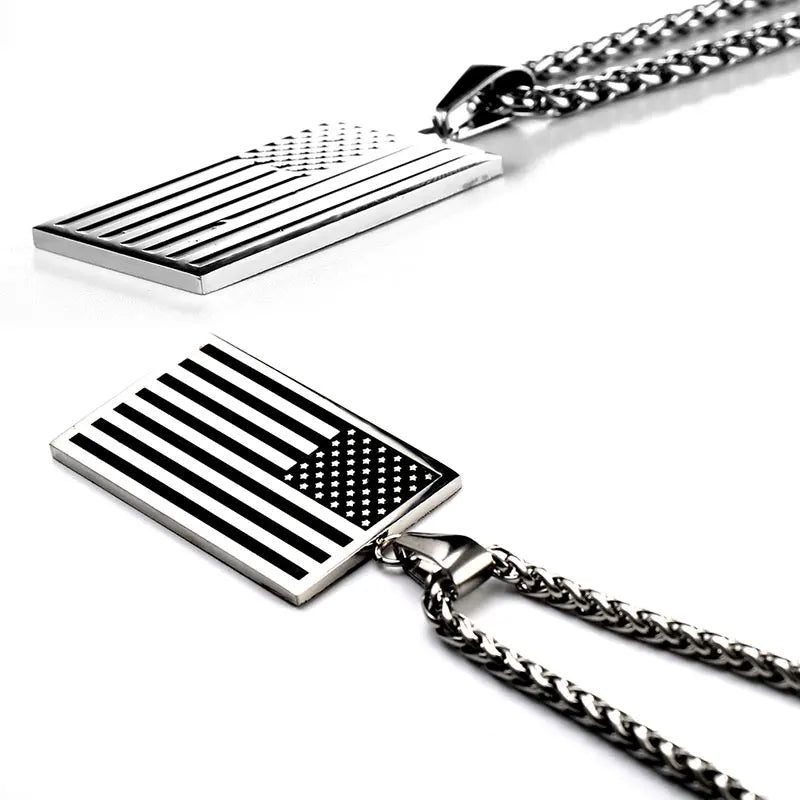 U7 American Flag,USA Patriot Freedom Stars and Stripes 4th of july Dog Tag Pendant Necklace,Gift,Men Jewelry,Stainless Steel,P72