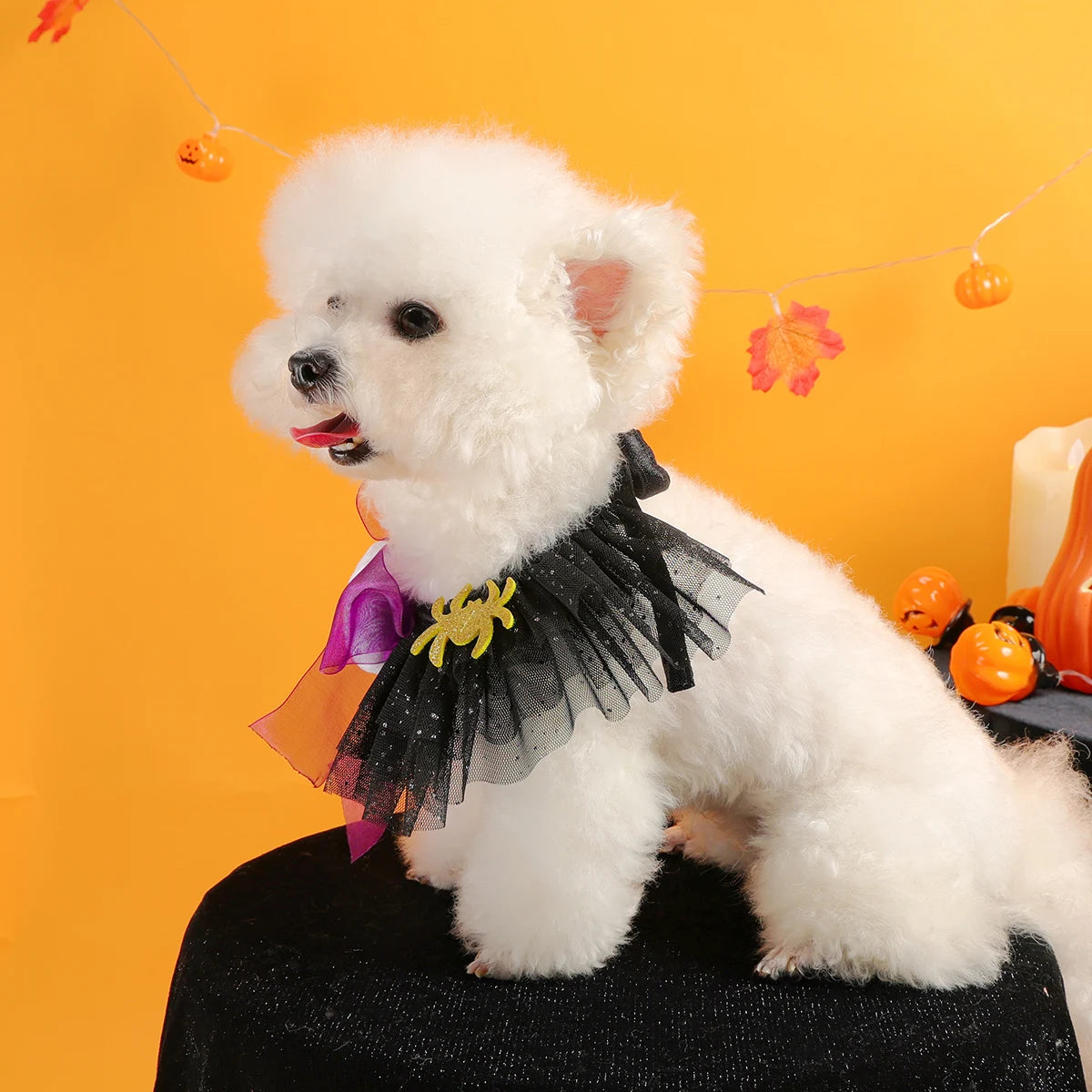 Halloween Cute Pets Are A Must-have! Dog Cat Ghost Spider Gauze Scarf, Super Eye-catching, Exquisite Pet Accessories