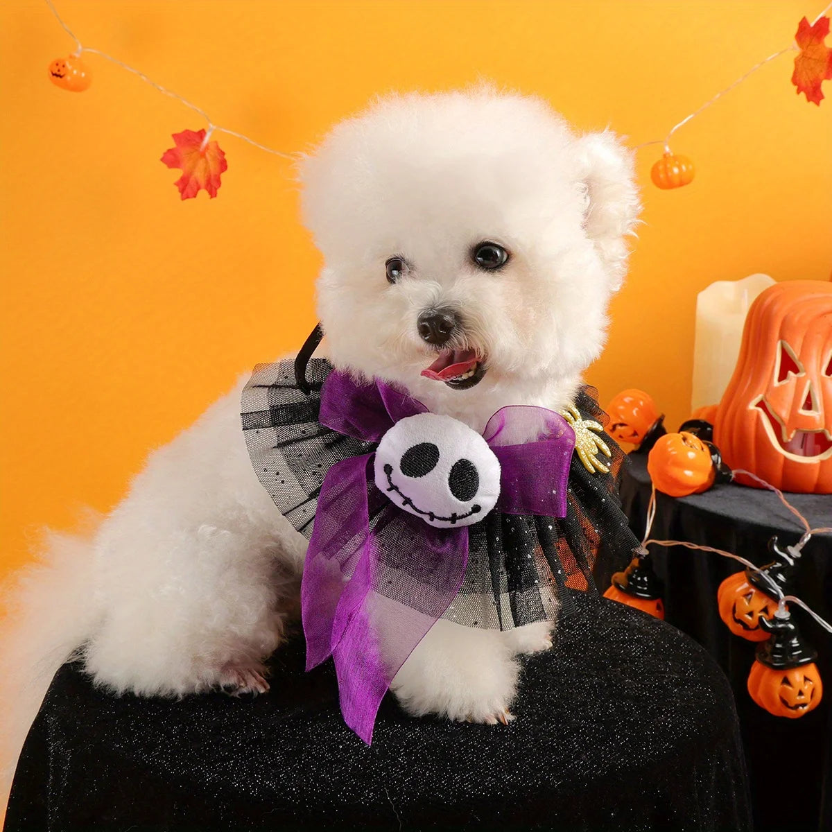 Halloween Cute Pets Are A Must-have! Dog Cat Ghost Spider Gauze Scarf, Super Eye-catching, Exquisite Pet Accessories