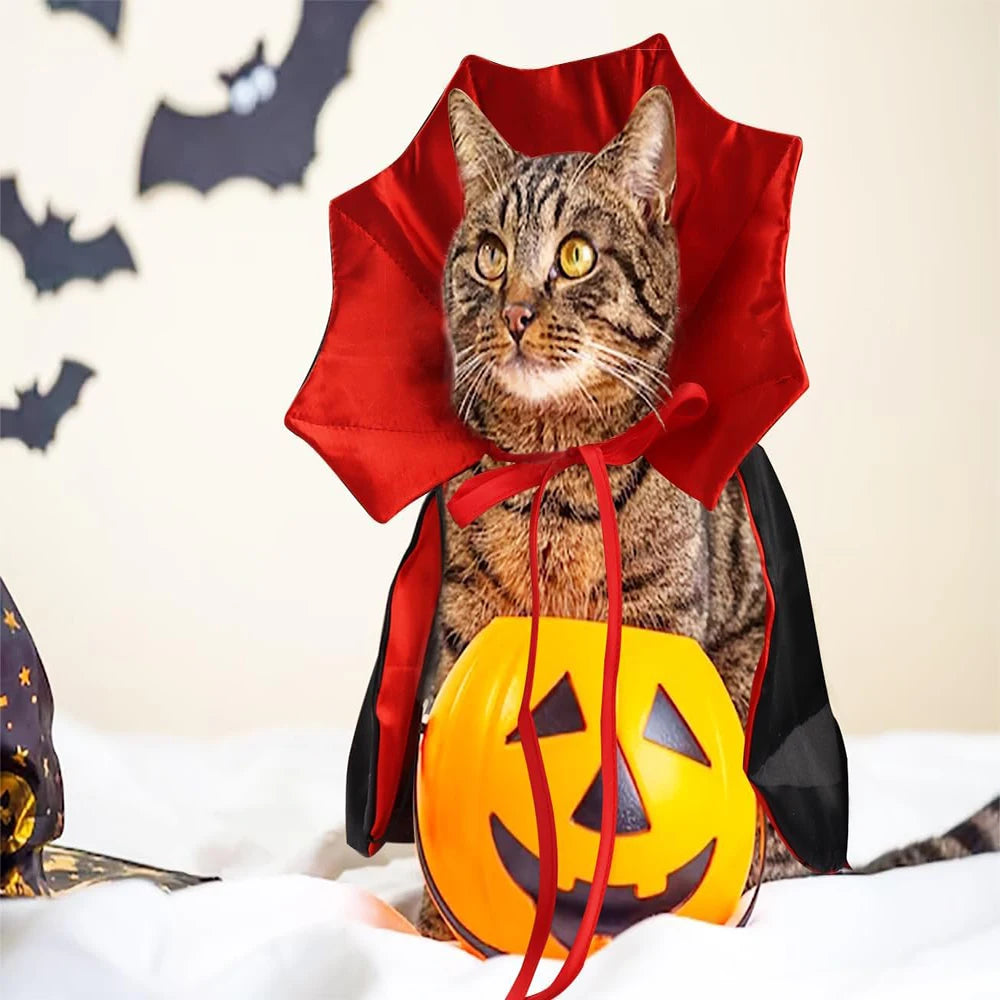 Halloween Pet Cosplay Vampire Costumes for Small Cats Dogs Cape Kitten Puppy Dress Kawaii Clothes Holiday Photo Props Gift