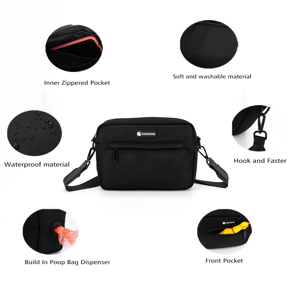 Dog Treat Pouch Waterproof Pet Training Treat Pouch Built-in Poop Bag Dispenser with Adjustable Shoulder Strap for Training