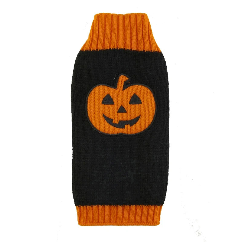 Halloween Dog Sweater Costume Skull Pumpkin Holiday Clothes Chihuahua Teddy for Small Medium Large Dog Cat Autumn Winter Warm