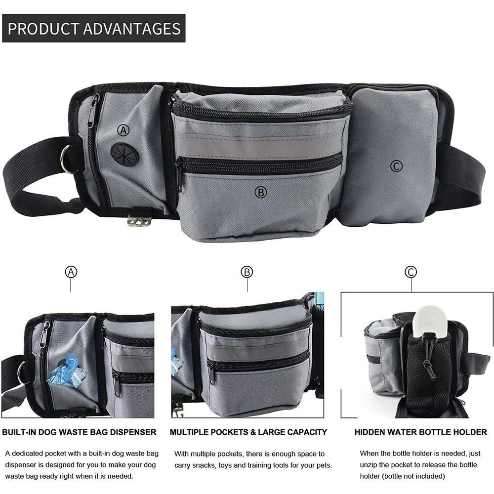 Dog Treat Bag for Training Outdoor Dog Treat Pouch Training Feeding Bag Multi-use Waist Bag Pet Trainer Prizes Holder Waist Bag