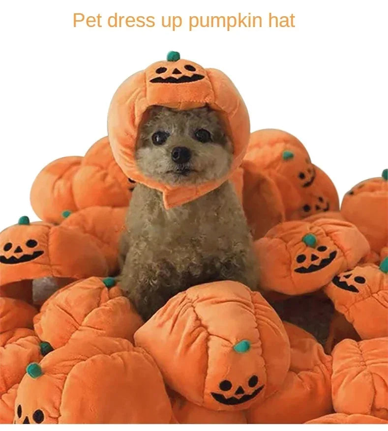 Halloween Pet Cat Dog Pumpkin Hat Halloween Ghost Day Decorative Supplies Small Medium and Large Dogs Teddy Fadou Headgear