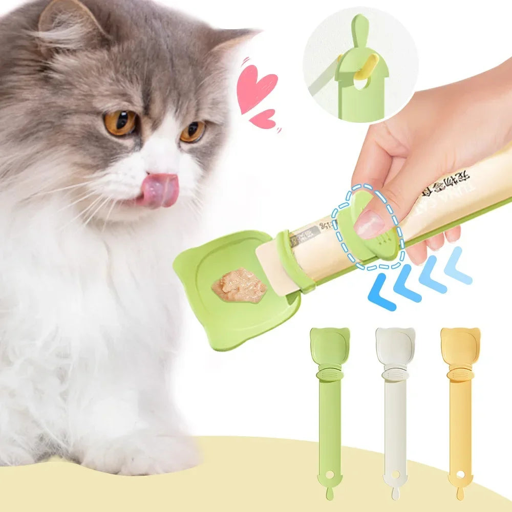 Feed Spoon Food Scoop Cat Treat Bars Squeezer Cereal Dispenser Puppy Kitten Snack Liquid Food Scoop Kitty Treat Accessories