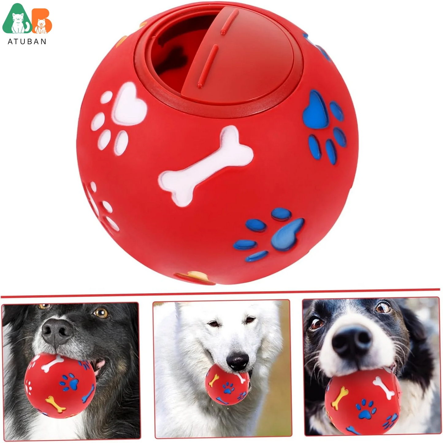 ATUBAN Interactive Dog Treat Dispensing Toy Chew Toy for Dogs Fun and Pet Activity for and Care Interactive Play and Training