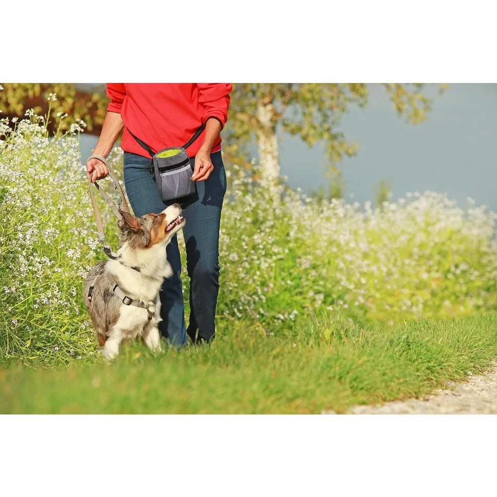 Pets First Dog Treat Training Pouch - Treat Bag for Kibble, Food, Toys, Accessories with Built-in Poop Bag Dispenser - Holder
