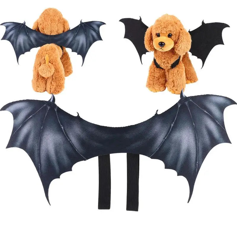 Pet Halloween Costume - Bat Wings Apparel for Dogs & Cats, Cute Cosplay Dress-Up Accessories, Black Winged Outfit
