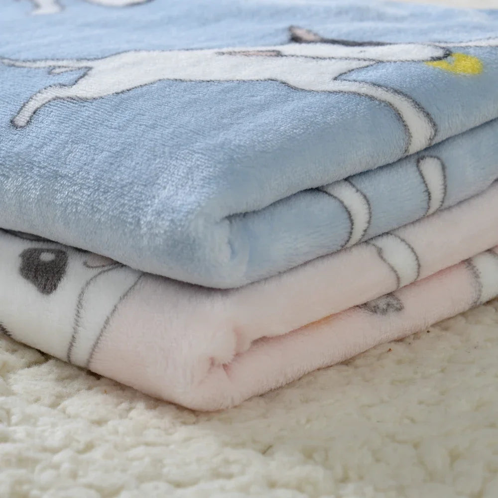 100 x 75cm Cozy Warm Pet Bed Mat Cover Towel Cat Dog Flannel Bull Terrier Printed Soft Blanket For Small Medium Large Puppy Dogs