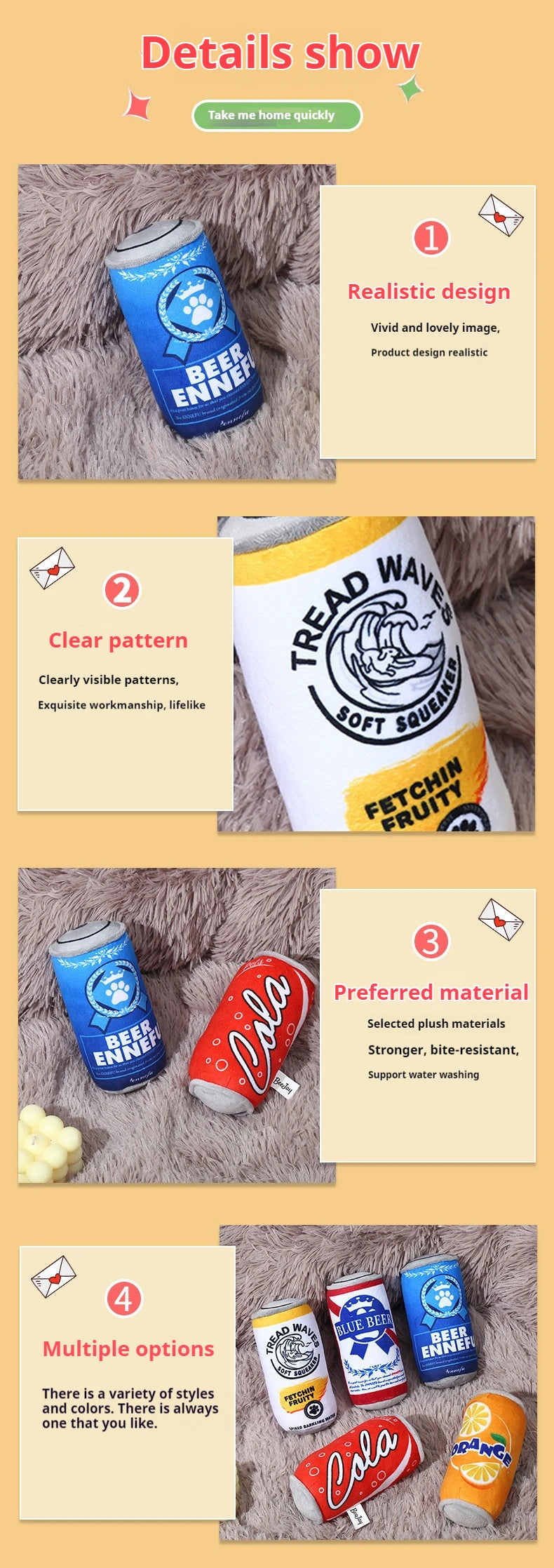 Relieve boredom and self-help. Plush dog toys bite plush cans and sound pet products
