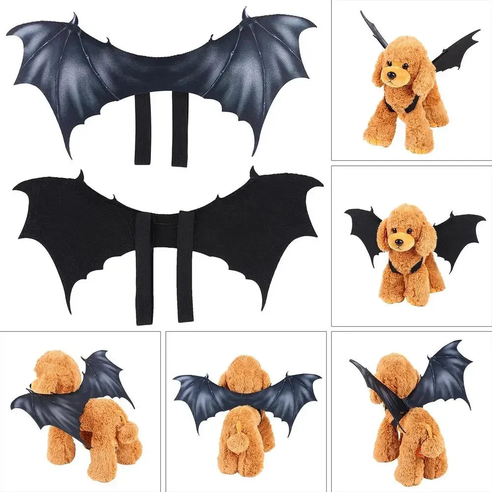 Pet Halloween Costume - Bat Wings Apparel for Dogs & Cats, Cute Cosplay Dress-Up Accessories, Black Winged Outfit