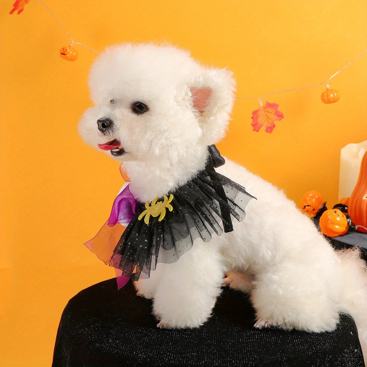 Halloween Cute Pets Are A Must-have! Dog Cat Ghost Spider Gauze Scarf, Super Eye-catching, Exquisite Pet Accessories