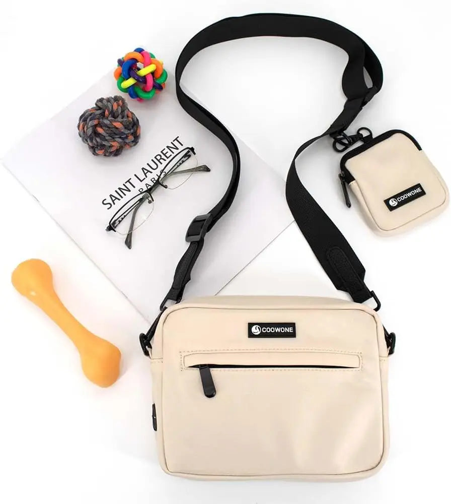 Dog Treat Pouch Waterproof Pet Training Treat Pouch Built-in Poop Bag Dispenser with Adjustable Shoulder Strap for Training
