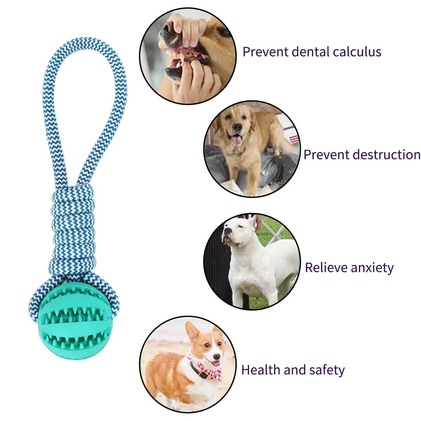 Dog Ball Toy with Rope Interactive Leaking Balls for Small Large Dogs Bite Resistant Chew Toys Puppy Training Pet Accessories
