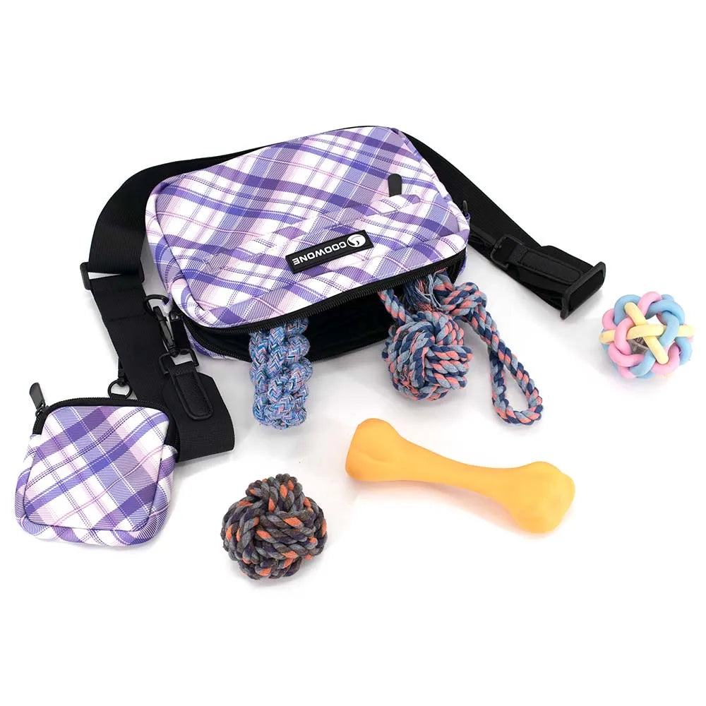 Dog Treat Pouch Waterproof Pet Training Treat Pouch Built-in Poop Bag Dispenser with Adjustable Shoulder Strap for Training