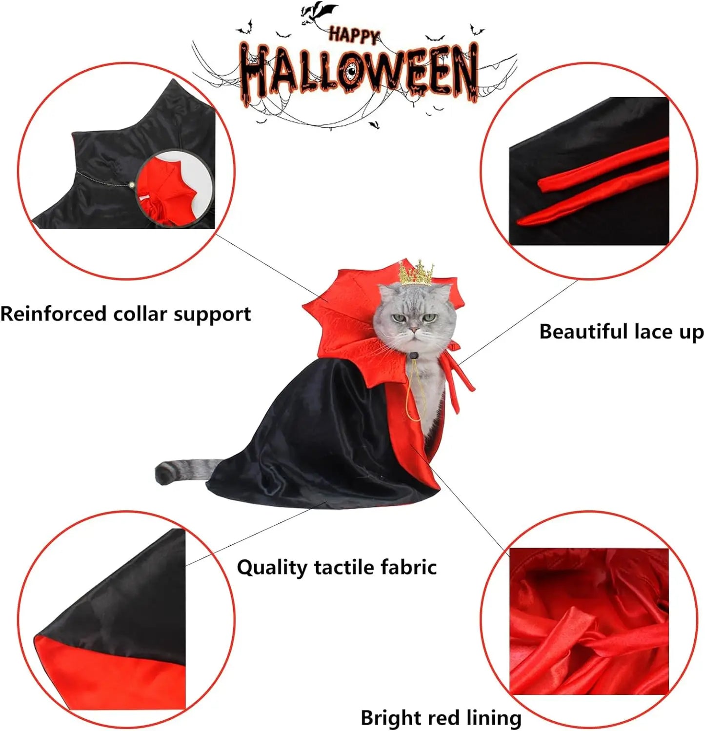 Halloween Pet Cosplay Vampire Costumes for Small Cats Dogs Cape Kitten Puppy Dress Kawaii Clothes Holiday Photo Props Gift