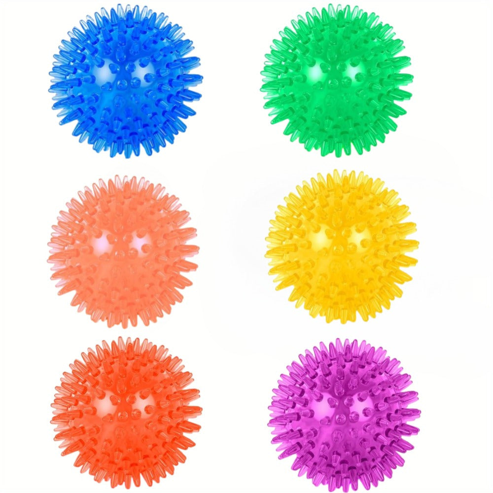 6 Pack Pet Chase Balls Dog Chew Toys Squeaky Dog Toy Balls Spiked Dog Balls for Vigorous Chewing Christmas Gifts Spiked Ball Toys for Teeth Cleaning and Training, Without Battery
