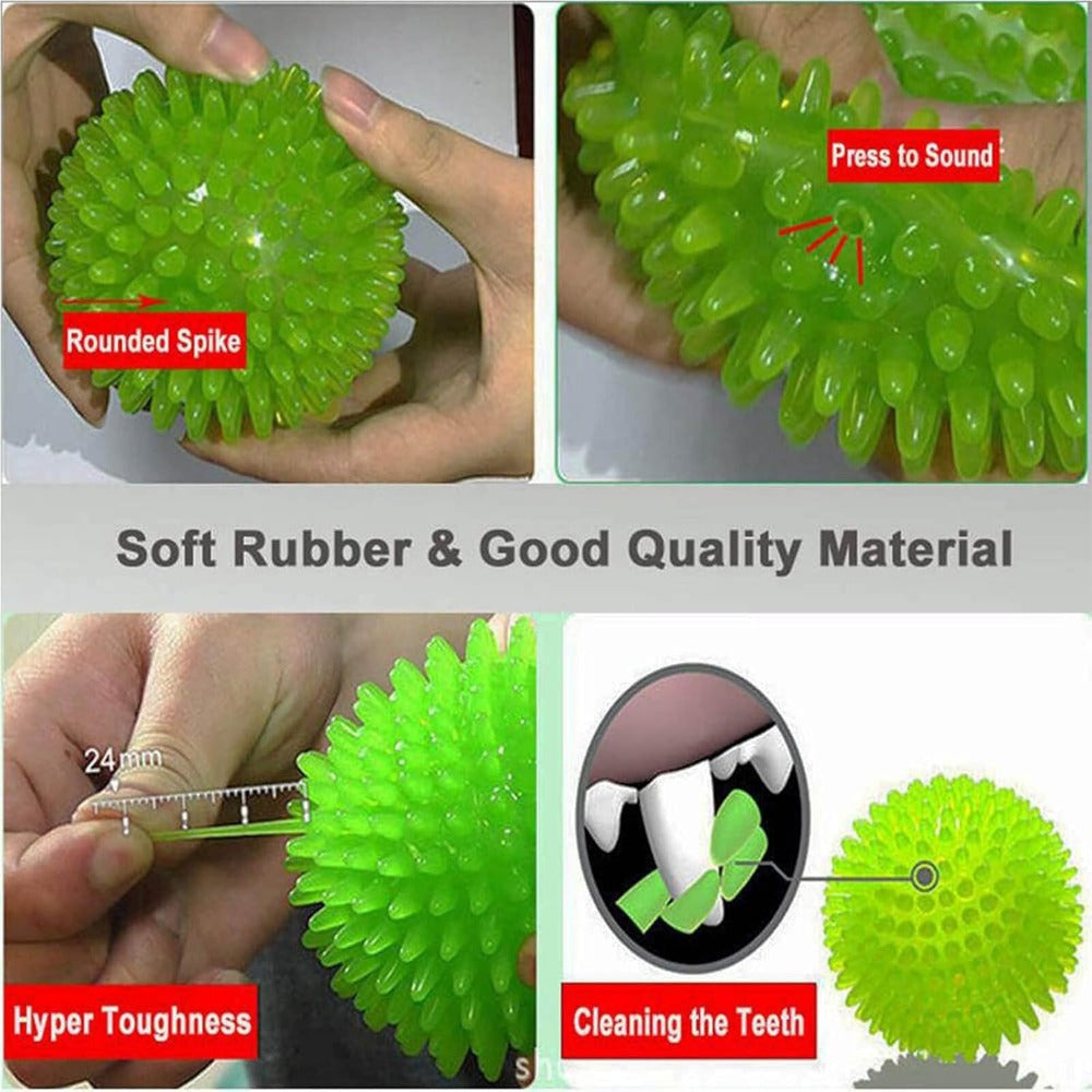 6 Pack Pet Chase Balls Dog Chew Toys Squeaky Dog Toy Balls Spiked Dog Balls for Vigorous Chewing Christmas Gifts Spiked Ball Toys for Teeth Cleaning and Training, Without Battery