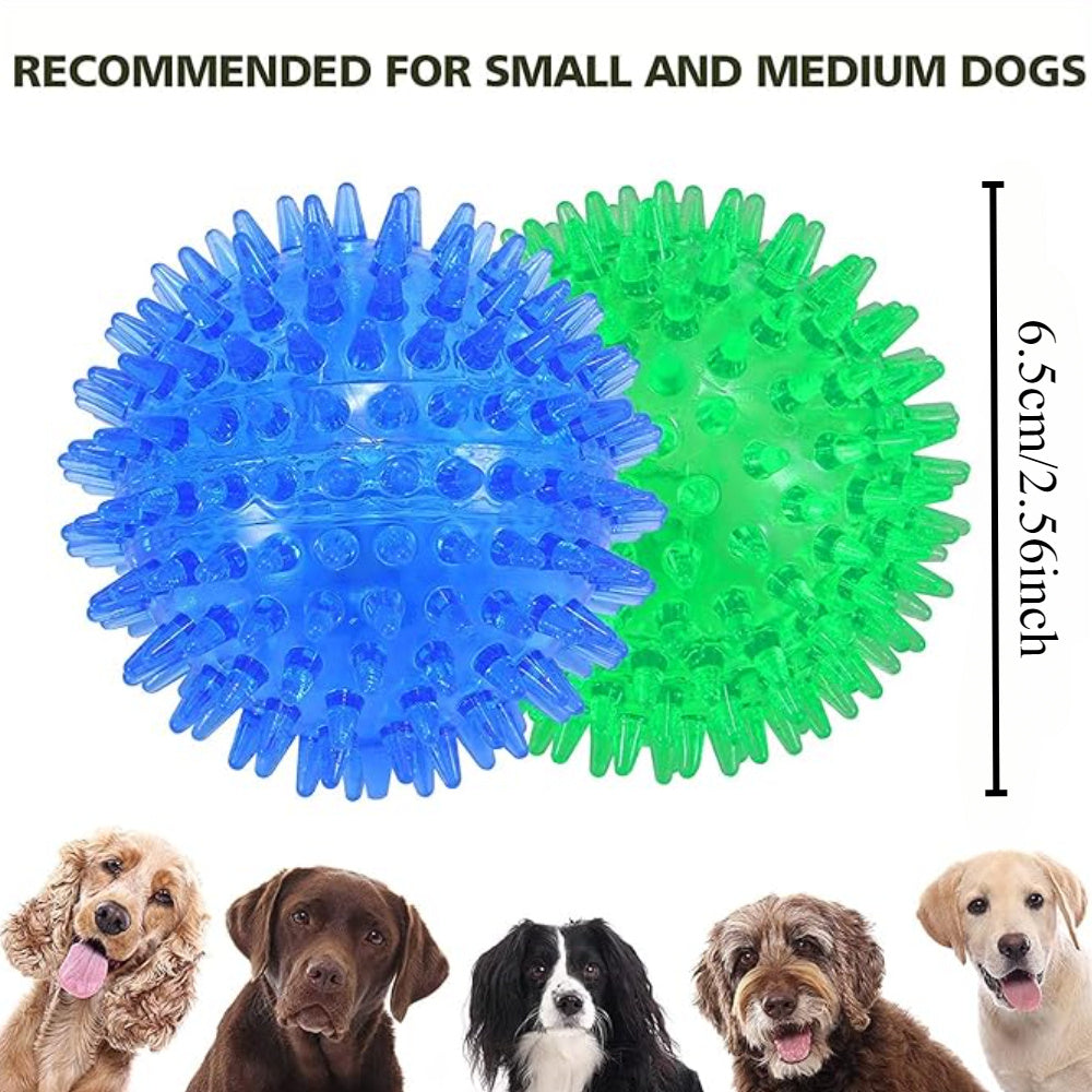 6 Pack Pet Chase Balls Dog Chew Toys Squeaky Dog Toy Balls Spiked Dog Balls for Vigorous Chewing Christmas Gifts Spiked Ball Toys for Teeth Cleaning and Training, Without Battery
