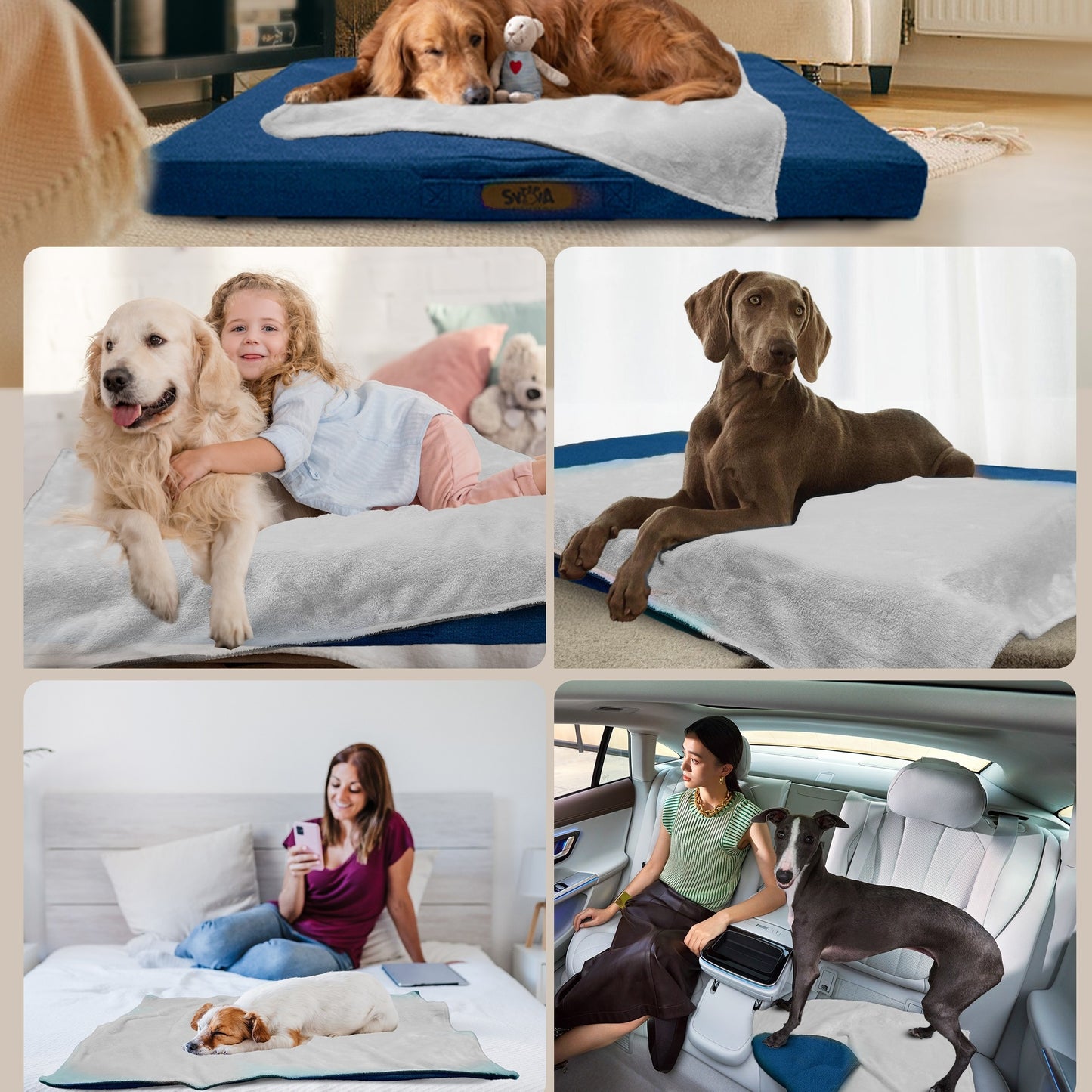 Cooling Dog Crate Bed - Indestructible Orthopedic High Quality Dog Bed for Large Dogs, Removable Washable Cover, Chew Proof, Suitable for Dogs, Navy Blue-Christmas Dog Stuff Clearance