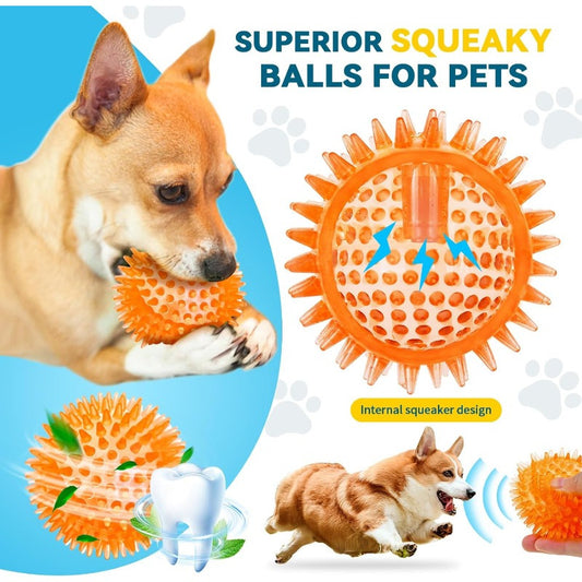 6 Pack Squeaky Dog Toy Balls, Floating Dog Pool Balls, Spiky Dog Balls Water Toys, Durable Interactive Fetch Toys for Puppy, Dog Chew Toys for Teething