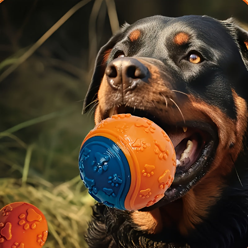 [2-Pack Durable Squeaky Dog Balls] 2-Pack Striped Squeaky Dog Balls, Durable TPR Chew Toys for Dental Health & Training, Non-Toxic, Bite-Resistant, All Breed Sizes, No Battery Needed