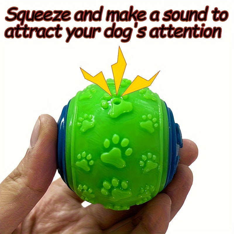 [2-Pack Durable Squeaky Dog Balls] 2-Pack Striped Squeaky Dog Balls, Durable TPR Chew Toys for Dental Health & Training, Non-Toxic, Bite-Resistant, All Breed Sizes, No Battery Needed