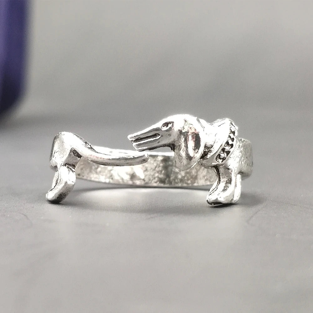 G.SKY R12 Dachshund Adjustable Ring Free Size Animal Dog Jewelry for Pet Lovers