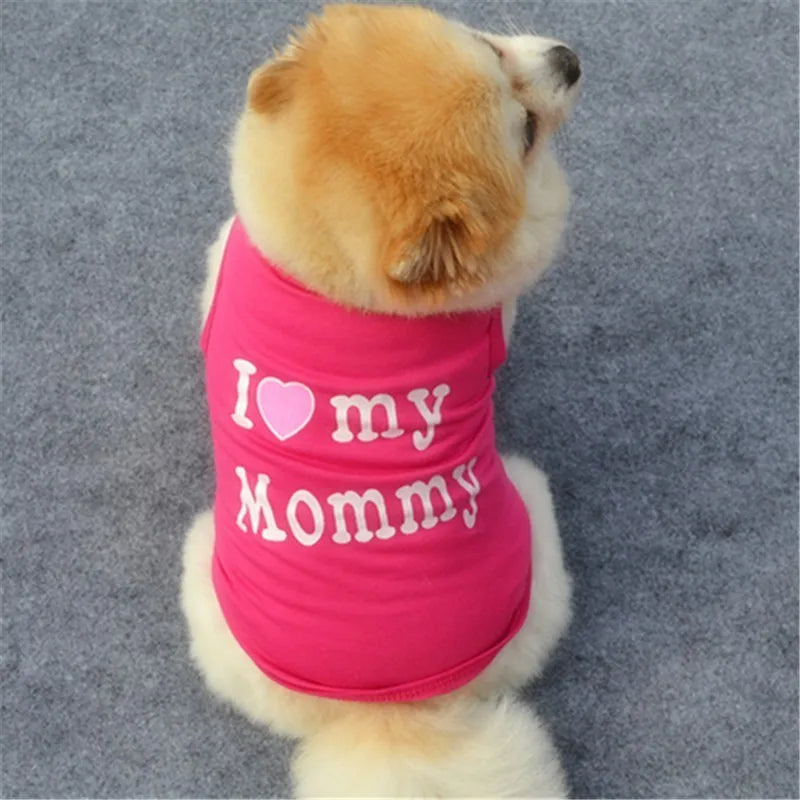 Love Cat Clothes Cotton Pet T Shirts Clothing For Cats Kittens Vest Small Dog Clothes Mommy Daddy Vest  Gatos Pet Clothing 35S1