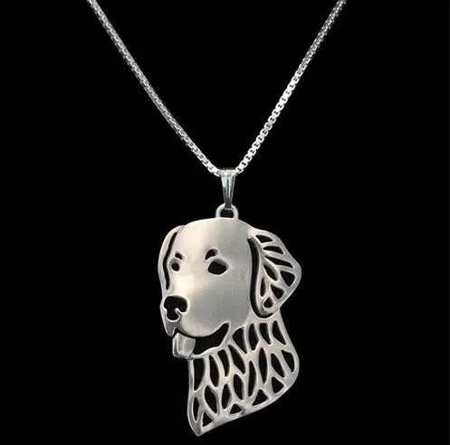 Golden Retriever necklace dog pendant jewelry golden colors plated