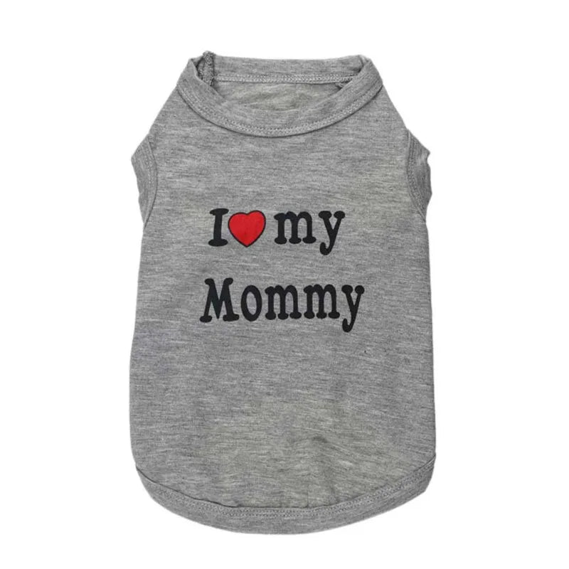 Love Cat Clothes Cotton Pet T Shirts Clothing For Cats Kittens Vest Small Dog Clothes Mommy Daddy Vest  Gatos Pet Clothing 35S1