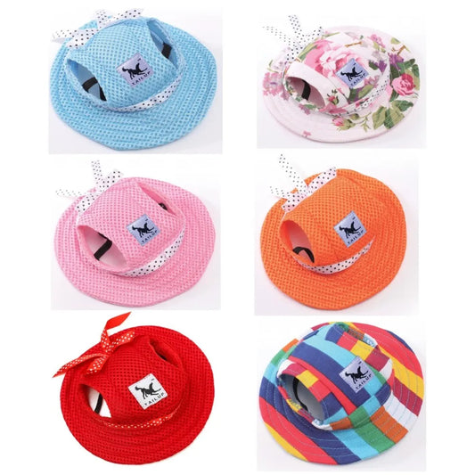 Princess Dog Hat Cat Cap Sunbonnet Small Pets Mesh strap Summer Outdoor Hike Sun Outdoor Hiking Sports