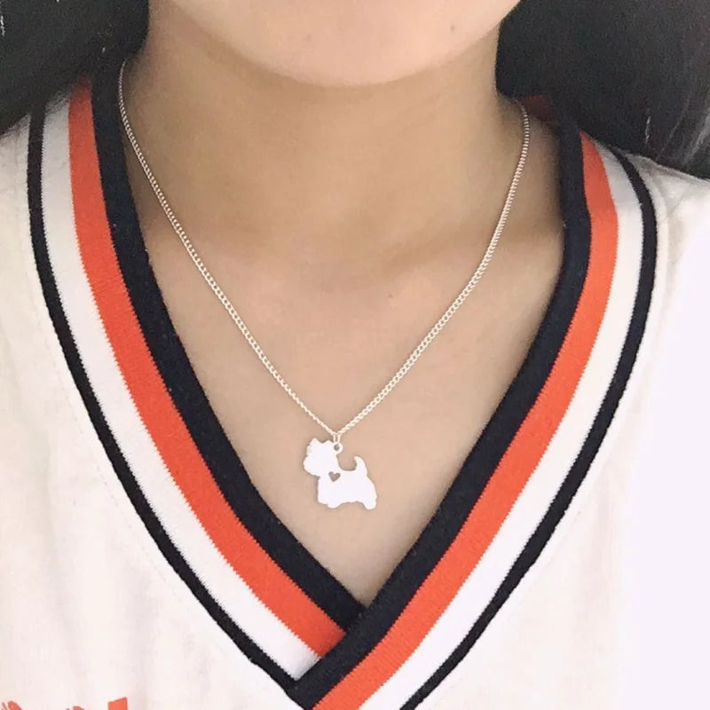 G.SKY Handmade Boho Chic West Highland White Terrier necklace fashion cartoon dog   gold  color plated