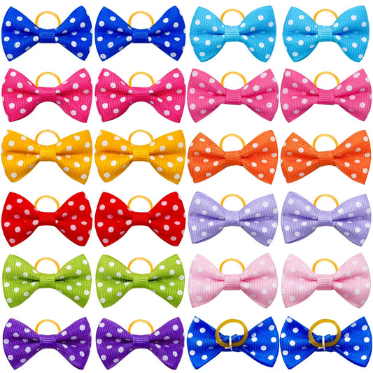 10/20/30pcs New Various partten Dog Hair Rubber Bands Polka Dots Pattern Style hairpins Pet Dog Hair pet grooming accessories