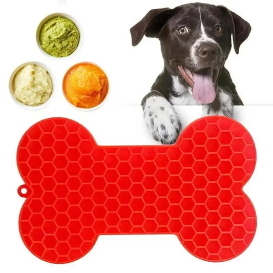Bone-Shaped Silicone Dog Lick Pad - Relieve Boredom & Anxiety with Delicious Treats!