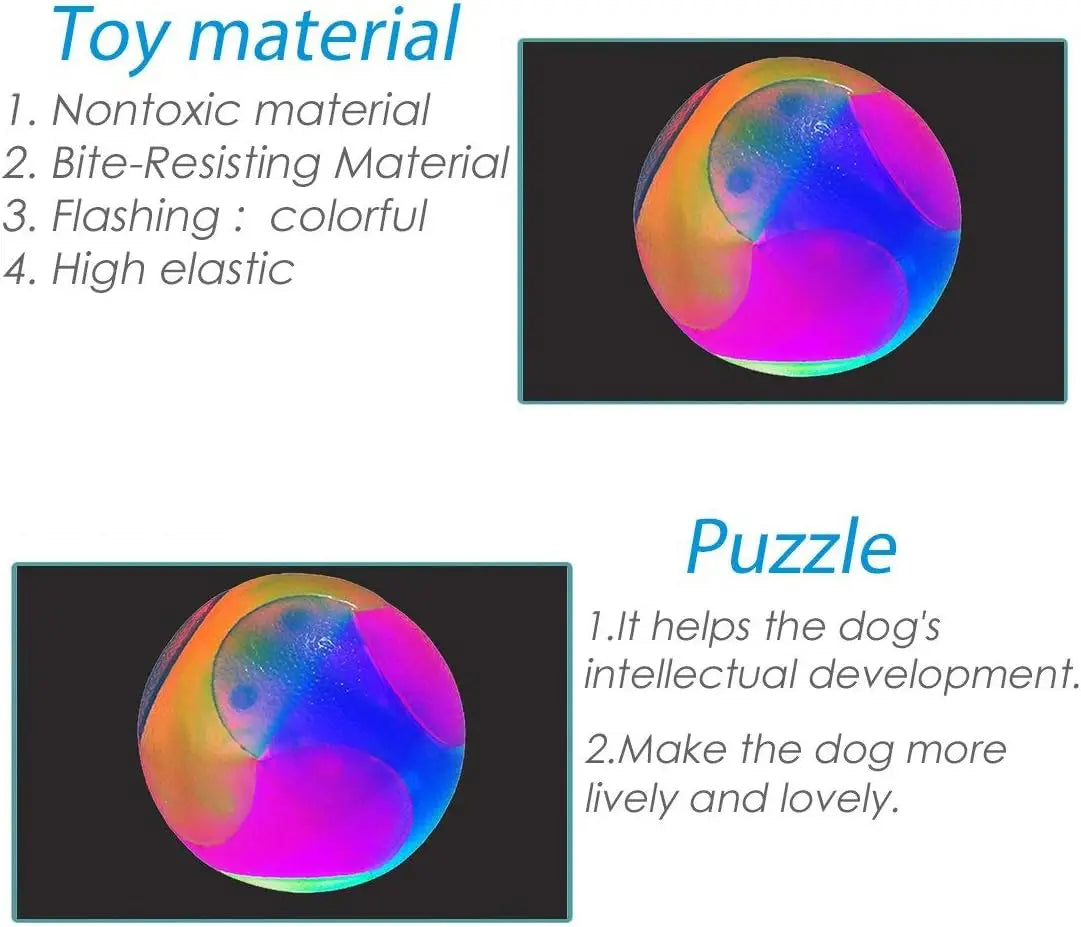 LED Glowing Ball for Dogs, Flashing Glow in the Dark, Elastic Ball Toy, Interactive Toys for Puppy, Chewing Molar Balls