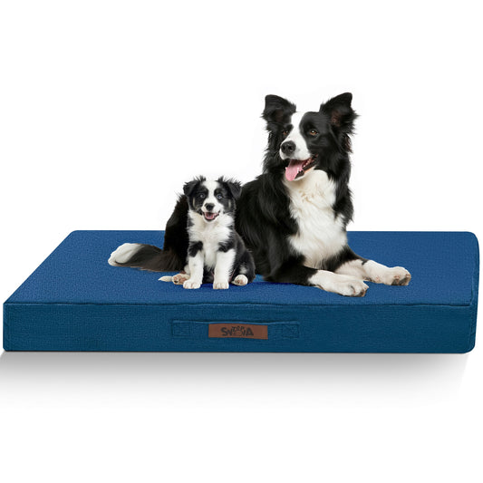 Cooling Dog Crate Bed - Indestructible Orthopedic High Quality Dog Bed for Large Dogs, Removable Washable Cover, Chew Proof, Suitable for Dogs, Navy Blue-Christmas Dog Stuff Clearance